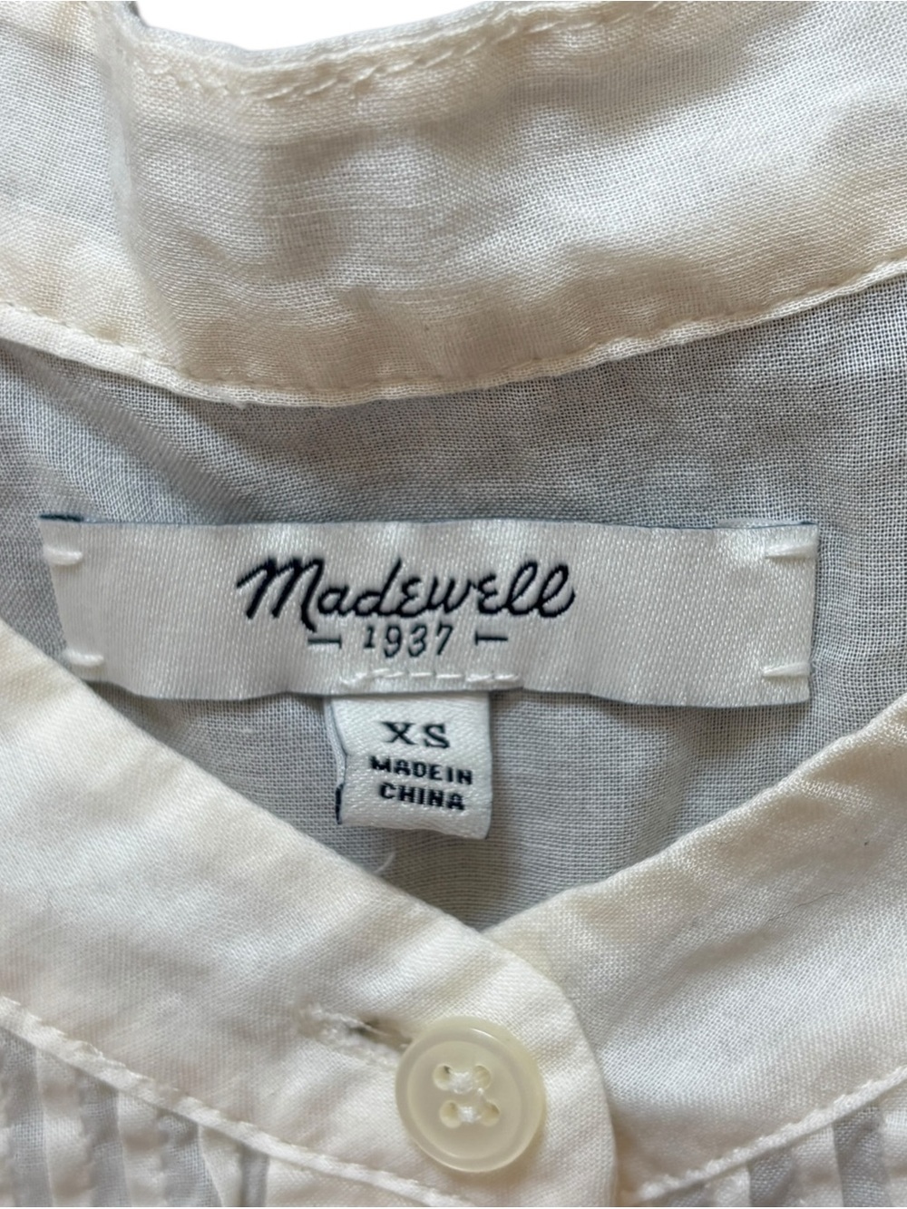 Madewell Cream Pintuck & Lace Bib Blouse - Picture 3 of 4